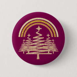 Bóton Redondo 5.08cm Arco-Íris Festivo Dourado Estimulando Árvores-Alvo