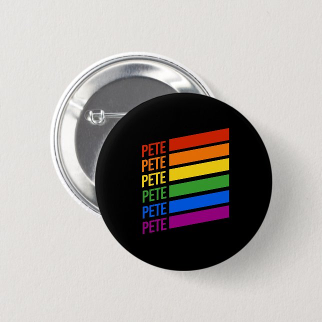 Bóton Redondo 5.08cm Arco-íris LGBT de Pete (Frente & Verso)