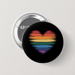 Bóton Redondo 5.08cm Arco-íris Orgulho Coração Impressão LGBT Orgulho G