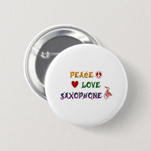 Bóton Redondo 5.08cm Arco-íris saxofone do Peace Love