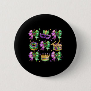 Bóton Redondo 5.08cm Arco King Cake Crown Mask Drum Mardi Gras Costume