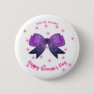 Bóton Redondo 5.08cm Arco roxo e rosa Nome personalizado Dia das mulher