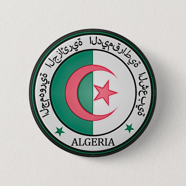 Bóton Redondo 5.08cm Argélia Round Emblem (Frente)
