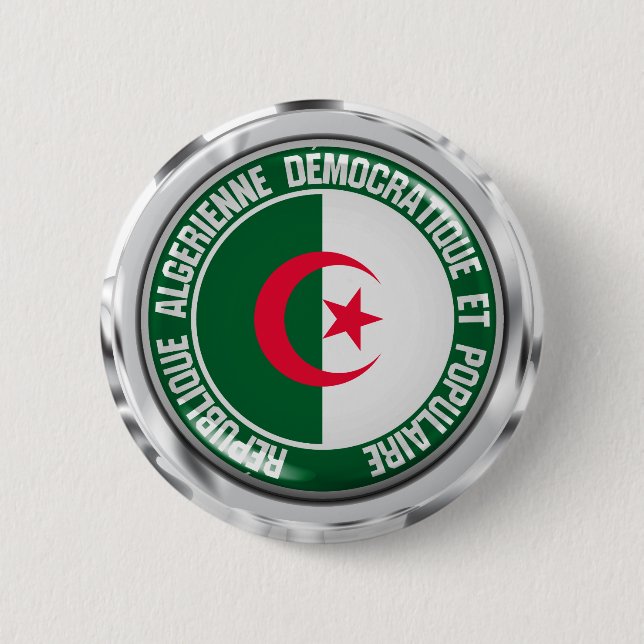 Bóton Redondo 5.08cm Argélia Round Emblem (Frente)