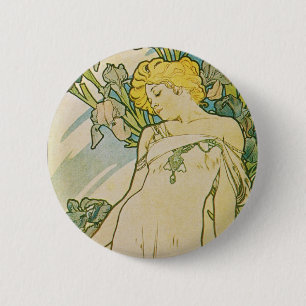 Bóton Redondo 5.08cm Art deco de Alphonse Mucha