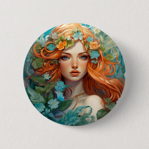 Bóton Redondo 5.08cm Art Nouveau Aos Sí Fada