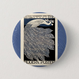 Bóton Redondo 5.08cm Art Nouveau Peacock Poster