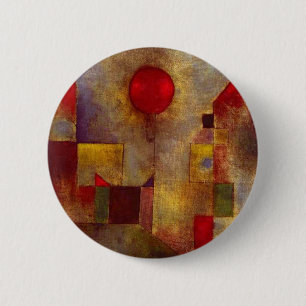Bóton Redondo 5.08cm Arte Abstrata Colorida Balão Vermelho Paul Klee