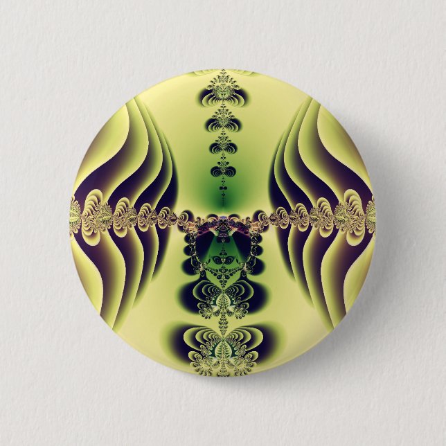 Bóton Redondo 5.08cm Arte Abstrata Simetria Fractal Verde Lima (Frente)