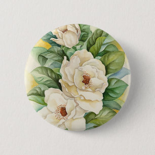 Bóton Redondo 5.08cm Arte da aguarela da flor da magnólia - multi