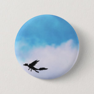 Bóton Redondo 5.08cm Arte da fantasia do dragão e das nuvens do pássa