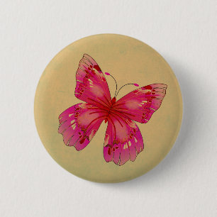 Bóton Redondo 5.08cm Arte de borboletas rosa-oriental