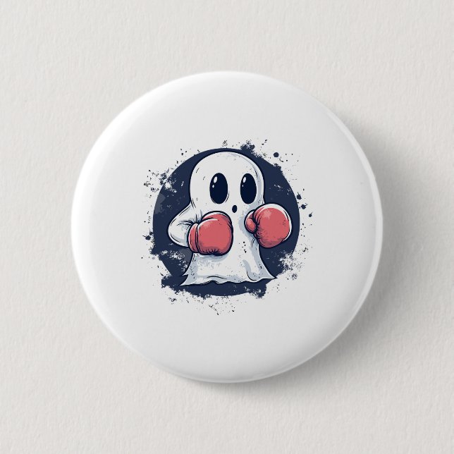 Bóton Redondo 5.08cm Arte de Fantasma de Boxe Fofo (Frente)
