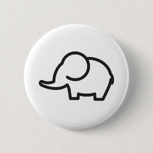 Bóton Redondo 5.08cm Arte de Linha Estilizada de Elefante