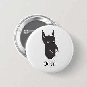 Bóton Redondo 5.08cm Arte de Linha Personalizada de Doberman Amante de