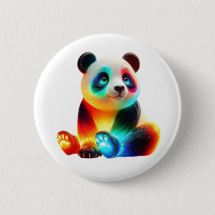 Bóton Redondo 5.08cm Arte de Panda Colorido Luminoso – Panda Fofo com L