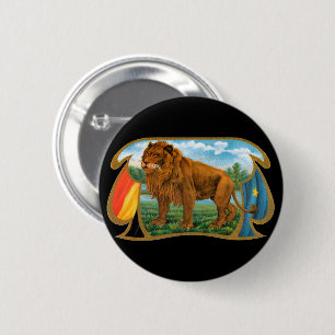 Bóton Redondo 5.08cm Arte de rótulo de charuto vintage, Leão, Rei da Se