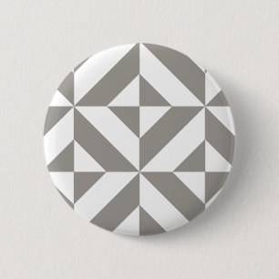 Bóton Redondo 5.08cm Arte Deco Geométrico Cinza Prata