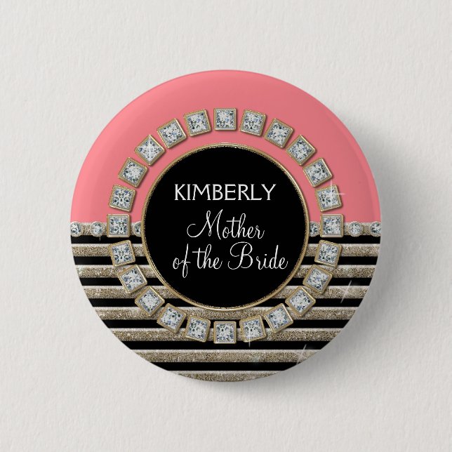 Bóton Redondo 5.08cm Arte Deco Visão Horizontal Moderna da Listra (Frente)