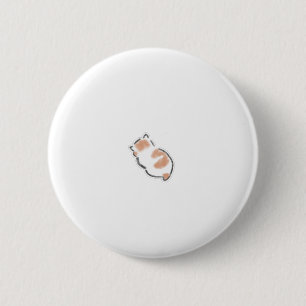 Bóton Redondo 5.08cm Arte Desenhada à Mão de Gato Fofo Dormindo Encolhi