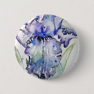 Bóton Redondo 5.08cm Arte Flor Azul Iris Art