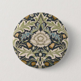 Bóton Redondo 5.08cm Arte Floral Azul Marinho William Morris Severn