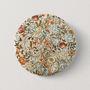 Bóton Redondo 5.08cm Arte Floral Vintage de Acanto de William Morris