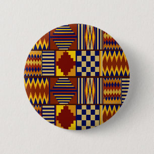 Bóton Redondo 5.08cm Arte Folclórica Tribal - Marinho de ferrugem amare