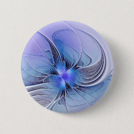 Bóton Redondo 5.08cm Arte fractal moderna abstrata azul lavanda