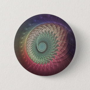 Bóton Redondo 5.08cm Arte Fractal Moderna Colorida abstrato Snail