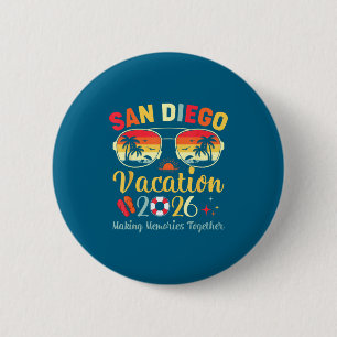 Bóton Redondo 5.08cm Arte Gráfica de Férias na Praia de San Diego Ca