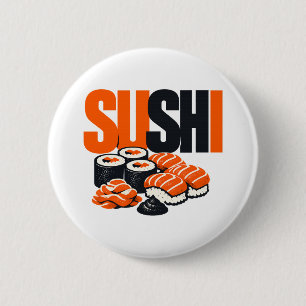 Bóton Redondo 5.08cm Arte Gráfica de Sushi Moderno e Ousado