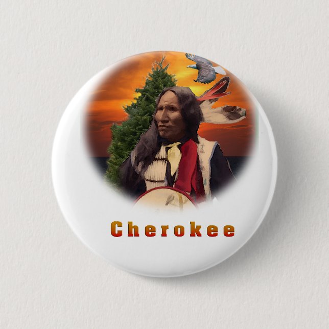Bóton Redondo 5.08cm Arte indiana Cherokee (Frente)