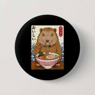 Bóton Redondo 5.08cm Arte Japonês Vintage Groundhog Come Ramen Engraçad