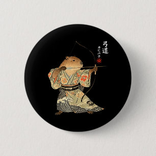 Bóton Redondo 5.08cm Arte Japonesa de Arco e Flecha Samurai Kyudo Capiv