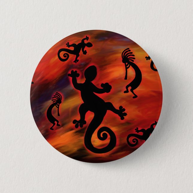 Bóton Redondo 5.08cm Arte Kokopelli (Frente)