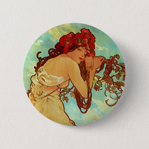 Bóton Redondo 5.08cm Arte Nouveau - Mucha - verão