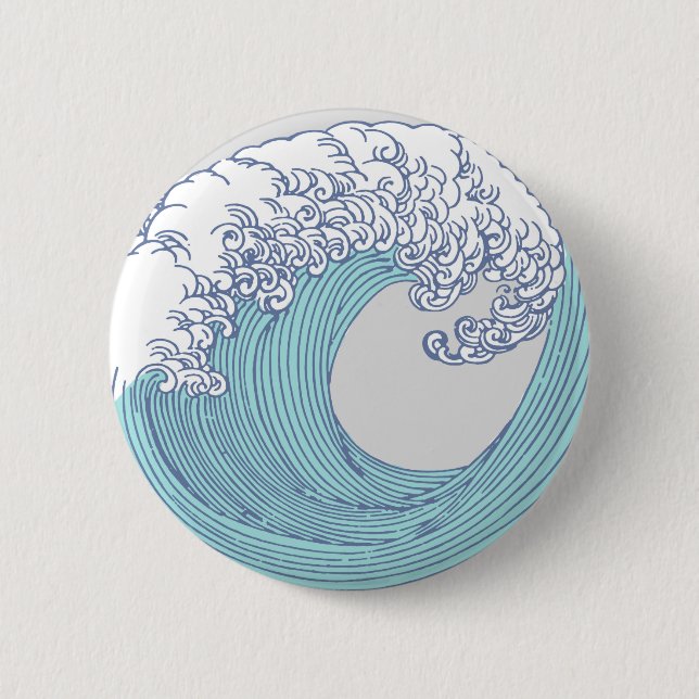 Bóton Redondo 5.08cm Arte Oceânica Onda Surf Japonês (Frente)