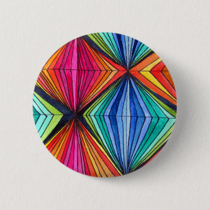 Bóton Redondo 5.08cm Arte Óptica Geométrica Arco-íris