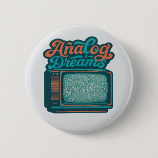 Bóton Redondo 5.08cm 📺Arte Retro de TV Antiga – Gráfico "Sonhos Analóg