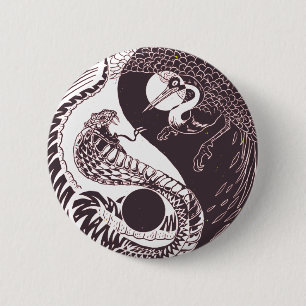 Bóton Redondo 5.08cm Arte Yin Yang - Cobra vs Pássaro
