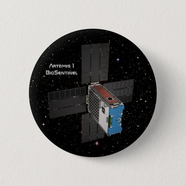 Bóton Redondo 5.08cm Artemis BioSentinel CubeSat (Frente)