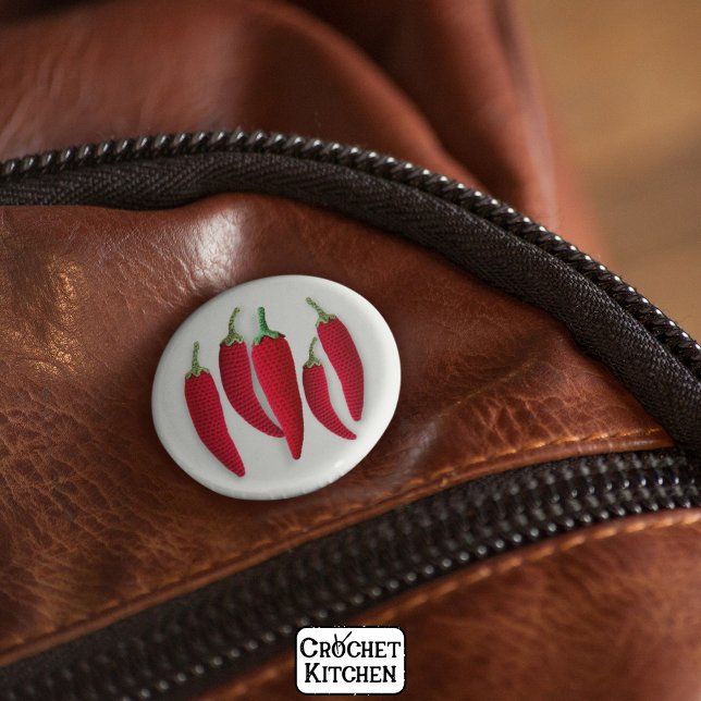 Bóton Redondo 5.08cm Artesanatos do Mínimo Crochet Jalapeno Knit Vermel (Criador carregado)