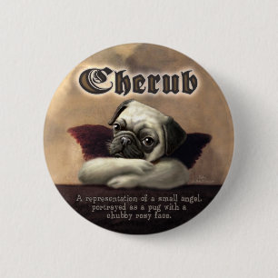 Bóton Redondo 5.08cm Artigos angélicos do presente do querubim do Pug