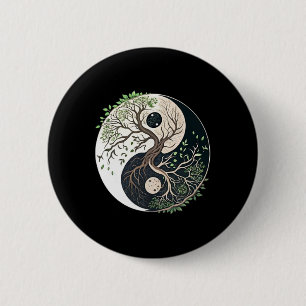 Bóton Redondo 5.08cm Árvore Da Vida Yin Yang Yoga Nature Lance Arte