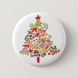 Bóton Redondo 5.08cm Árvore de Natal colorida