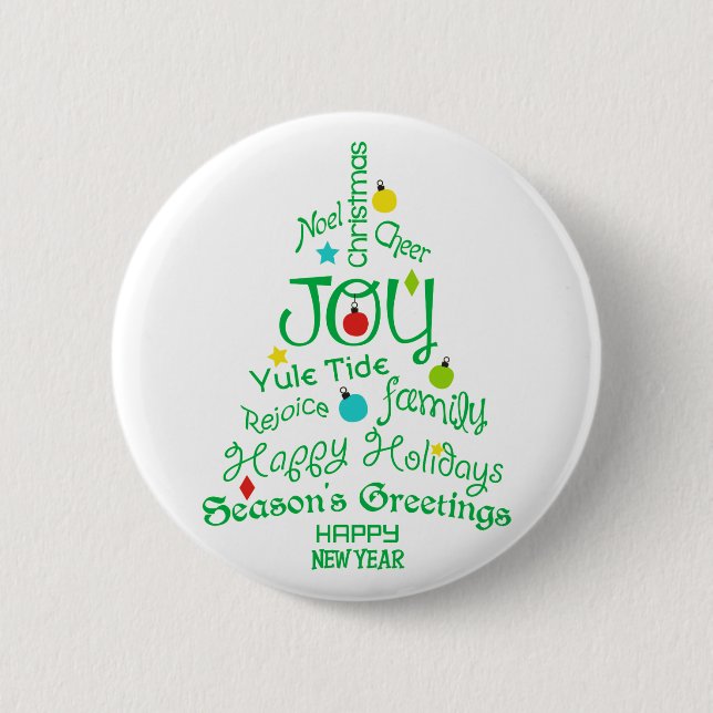 Bóton Redondo 5.08cm Árvore de Natal de Joy (Frente)
