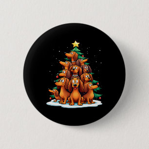 Bóton Redondo 5.08cm Árvore de Natal do Dachshund Festa do Cão Engraçad