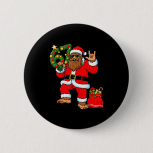 Bóton Redondo 5.08cm Árvore de Natal do Papai Noel Pé Grande Sasquatch 