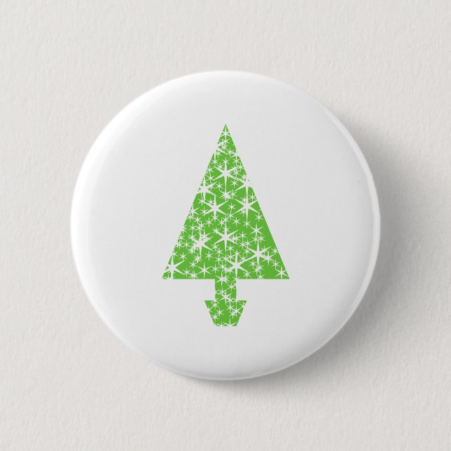 Bóton Redondo 5.08cm Árvore de Natal em verde e no branco (Frente)
